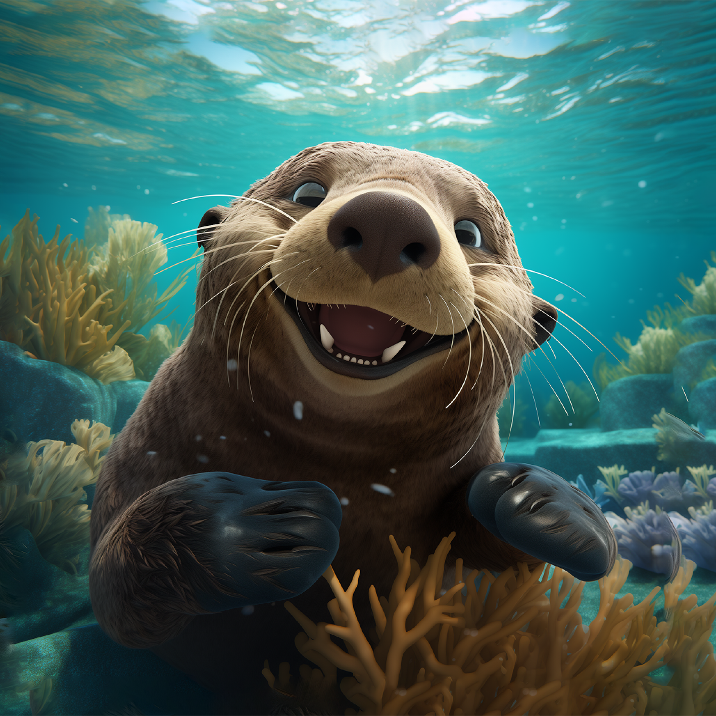 Joyeuse éclaboussure de loutre de mer