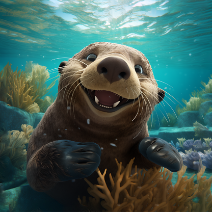 Joyeuse éclaboussure de loutre de mer
