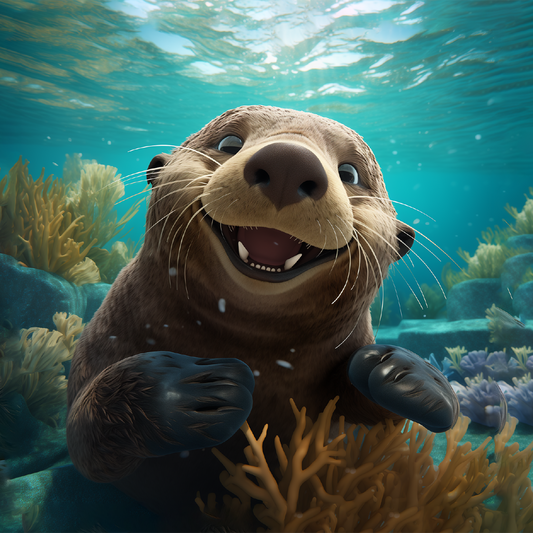 Fröhlicher Seeotter-Spritzer